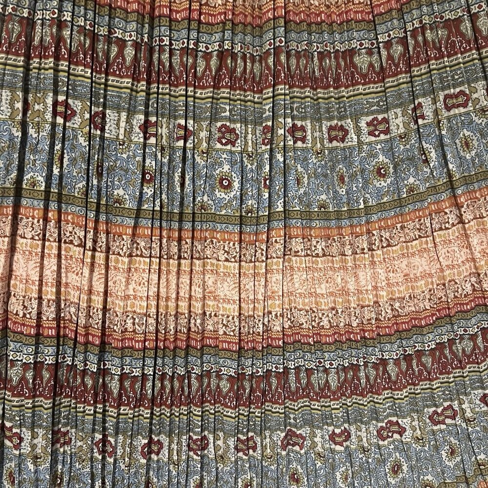 Vintage Coldwater Creek Pleated Maxi Skirt Elastic Waist Size Large Boho Hippie - Picture 6 of 7